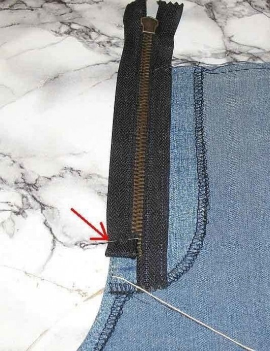 Технология обработки гульфика в джинсах и брюках