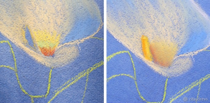 Рисуем пастелью изящный цветок каллы