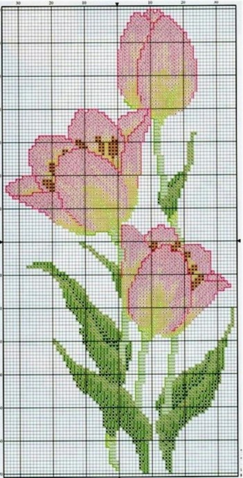 Небольшие схемы для вышивки цветами чехлов и футляров