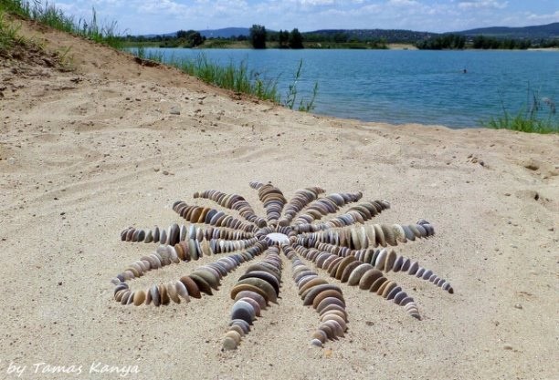 Мандалы из природных материалов, созданные на берегу моря
