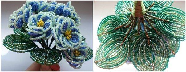 Очаровательные фиалки из бисера