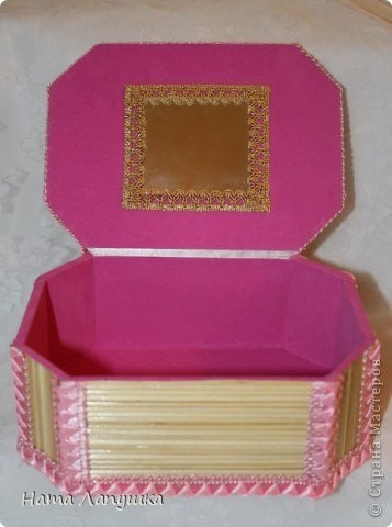 Шкатулка из шпажек "Розовое настроение"