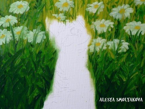 ​Котёнок среди ромашек