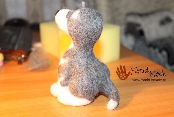 Щенок хаски в технике сухого валяния