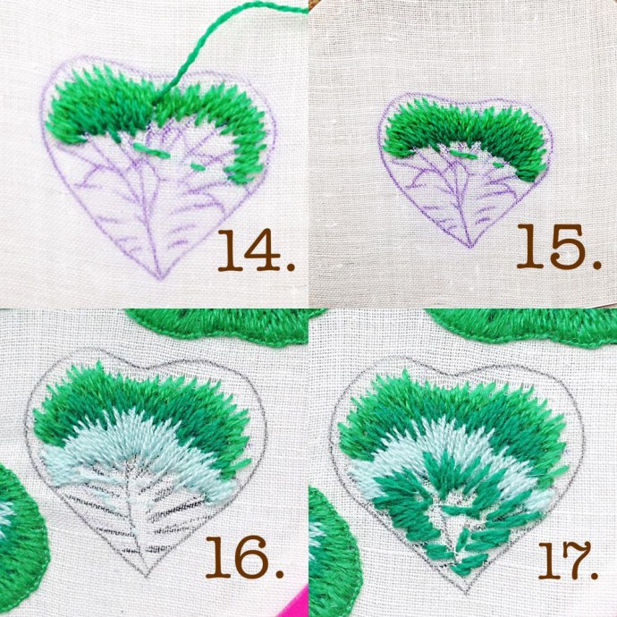 Брошь "Клевер на удачу" в технике stumpwork