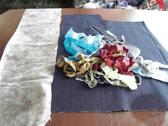 ​Рюкзачок из джинсов и кромок ткани