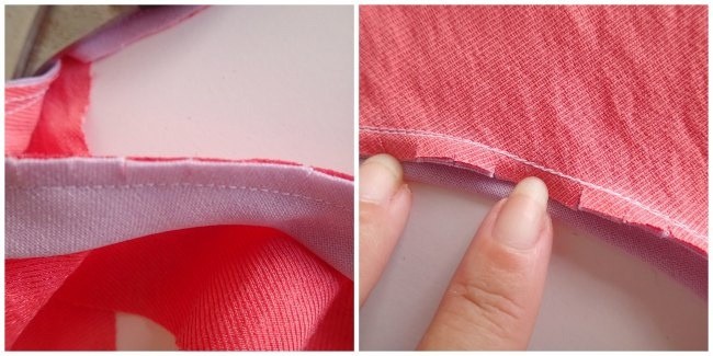 Обработка горловины косой бейкой