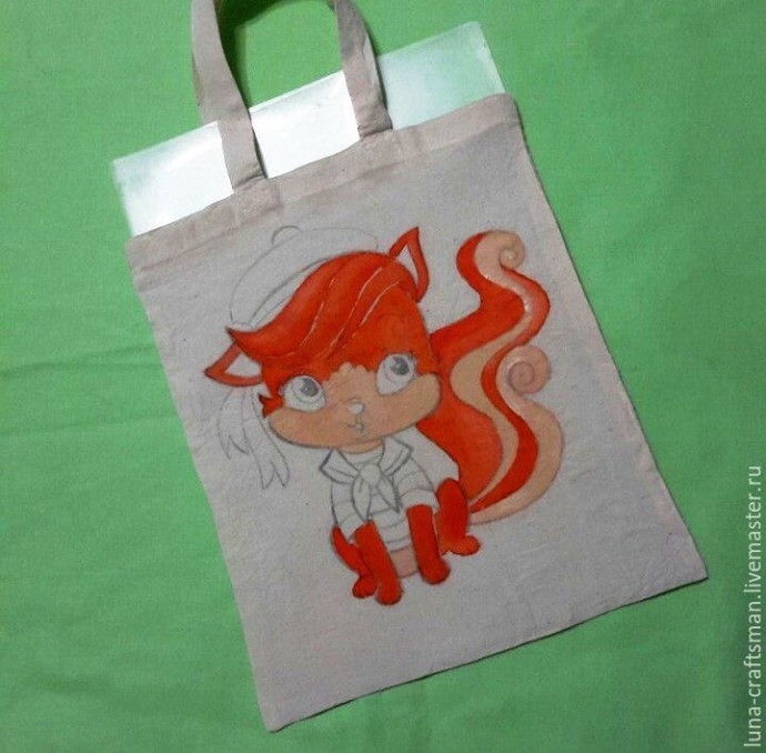 Мастер-класс: Детская пляжная эко-сумка с акриловой росписью (Автор: Анна (Luna-craftsman))