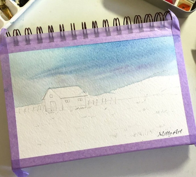 Рисуем простой пейзаж акварелью Рисуем простой пейзаж акварелью