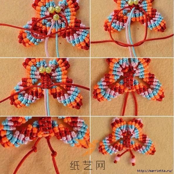 ​Плетение браслета с бабочкой в технике макраме: мастер-класс
