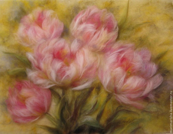 ​Цветы в технике шерстяной акварели: творческие идеи