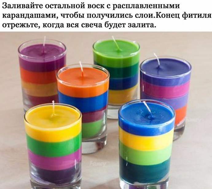 ​Разноцветная полосатая свеча в стакане