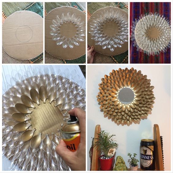 Зеркала из пластиковых ложечек