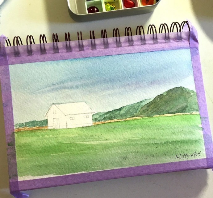 Рисуем простой пейзаж акварелью Рисуем простой пейзаж акварелью