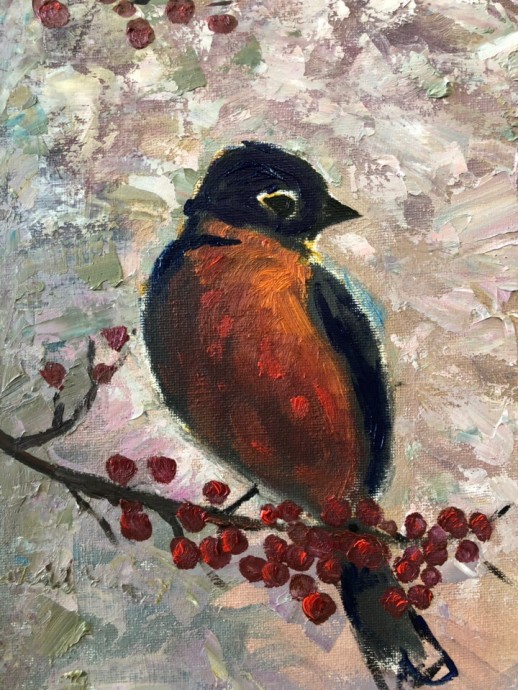 ​Птичка на ветке рябины