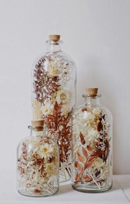 Декор с сухоцветами в баночках и декоративных бутылках: волшебные идеи для рукоделия