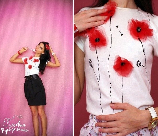 Маки на футболке