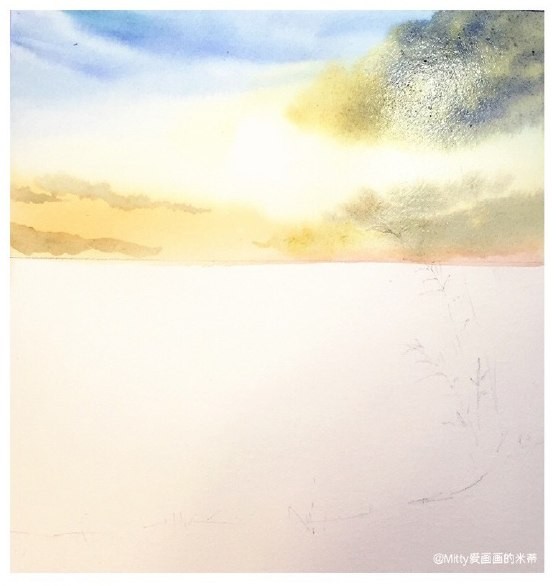 Рисуем пейзаж с дорожкой на воде Рисуем пейзаж с дорожкой на воде