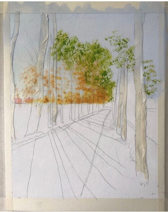 Рисуем пейзаж с березами