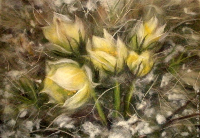 ​Цветы в технике шерстяной акварели: творческие идеи