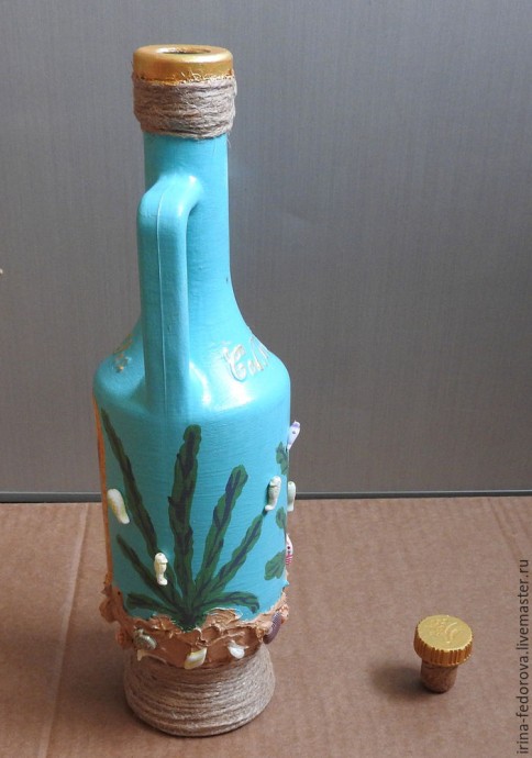 Декор бутылки в морском стиле