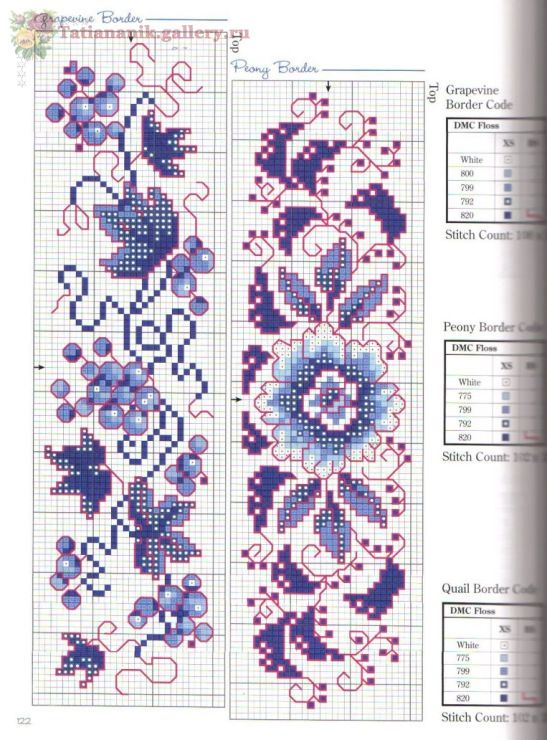 Вертикальная цветочная вышивка: подборка схем