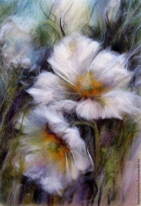 ​Цветы в технике шерстяной акварели: творческие идеи