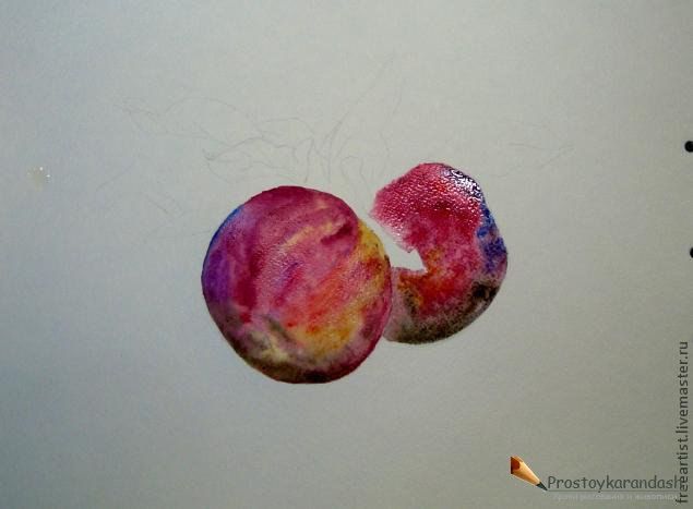 Урок рисования: "Яблочки" в технике сухая пастель-акварель