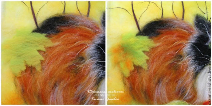 Картина из шерсти "Кот"