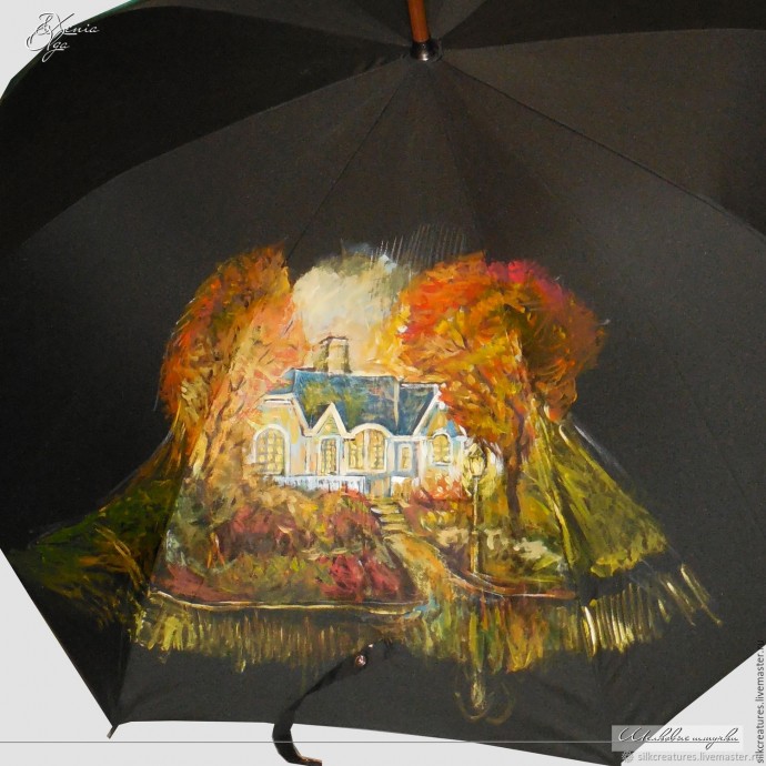 Роспись зонта акриловыми красками по ткани