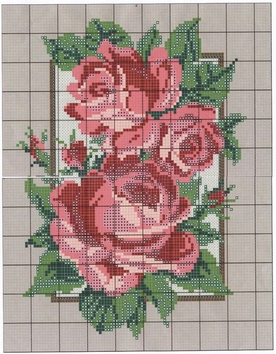 Вышиваем крестиком розы: схемы