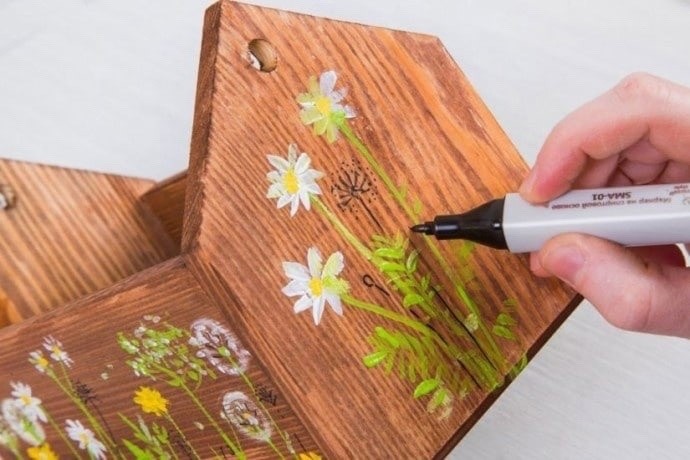 Декор деревянного кашпо