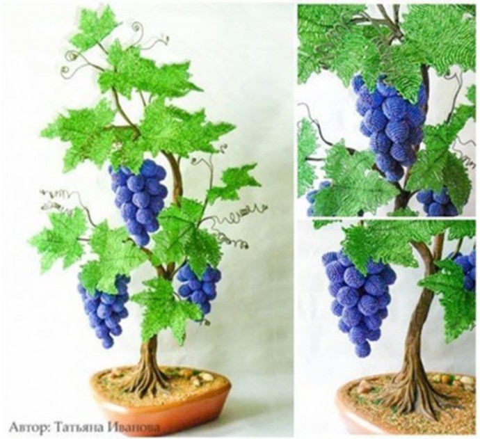 ​Сочный виноград из бисера