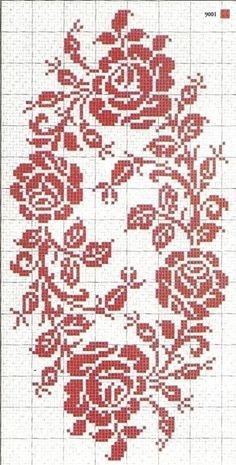 Вышиваем цветочные орнаменты с красными розами