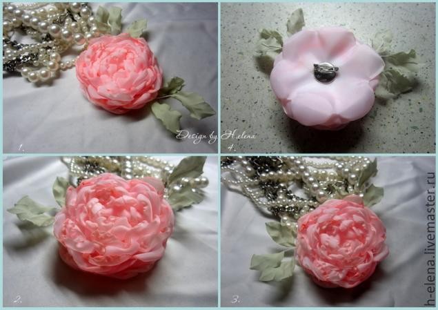 Нежный пион из ткани