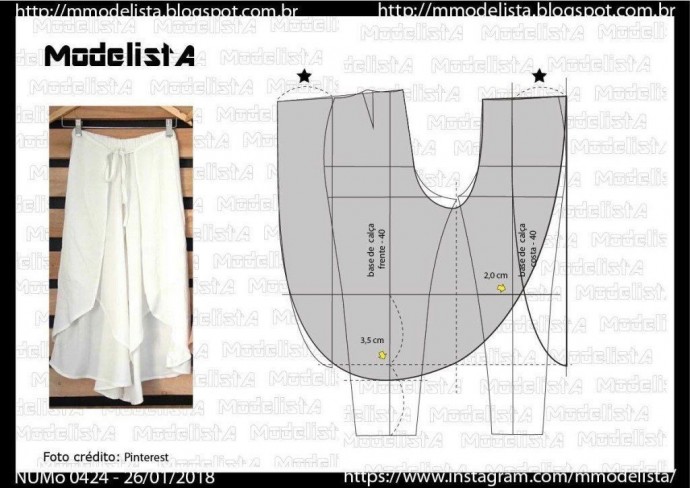 ​Моделирование юбки-брюк с запахом