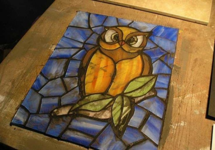 ​Стеклянная мозаика "Сова"