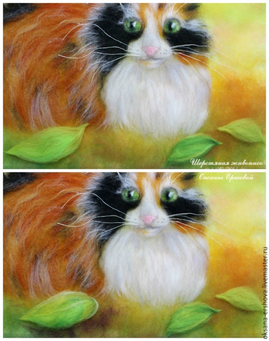 Картина из шерсти "Кот"