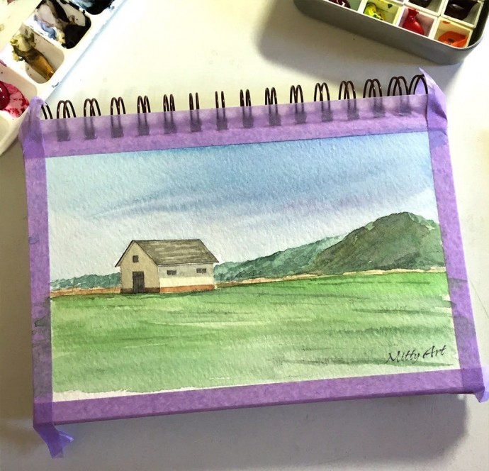 Рисуем простой пейзаж акварелью Рисуем простой пейзаж акварелью