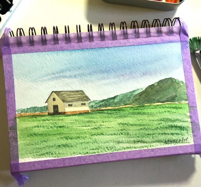 Рисуем простой пейзаж акварелью Рисуем простой пейзаж акварелью