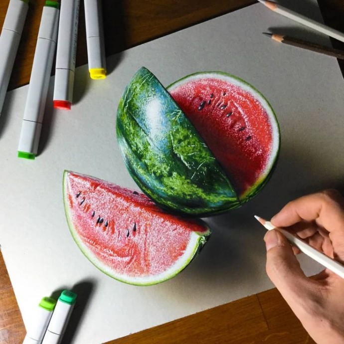 Рисунки фруктов и ягод, которые поражают правдоподобностью: идеи для творческого вдохновения