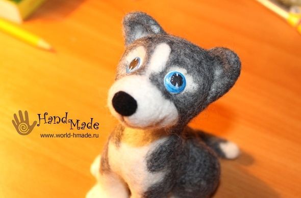 Щенок хаски в технике сухого валяния