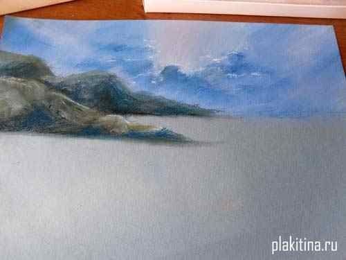 Морской пейзаж: пастель