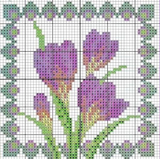 Небольшие схемы для вышивки цветами чехлов и футляров