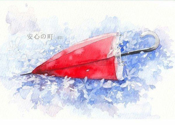 Рисуем акварелью зонт