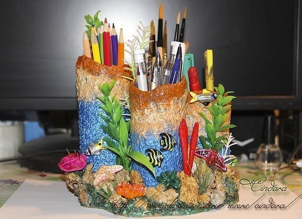 Подставка под карандаши и ручки "Коралловый риф"
