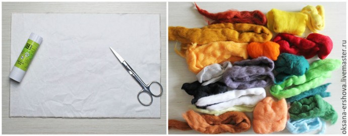 Картина из шерсти "Кот"