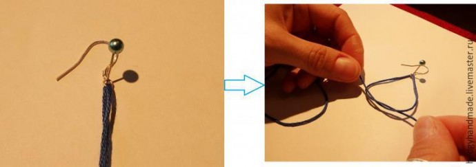 Этнические серьги "Синие слоны" в технике макраме