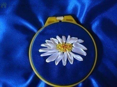 Прекрасная вышивка лентами ромашек