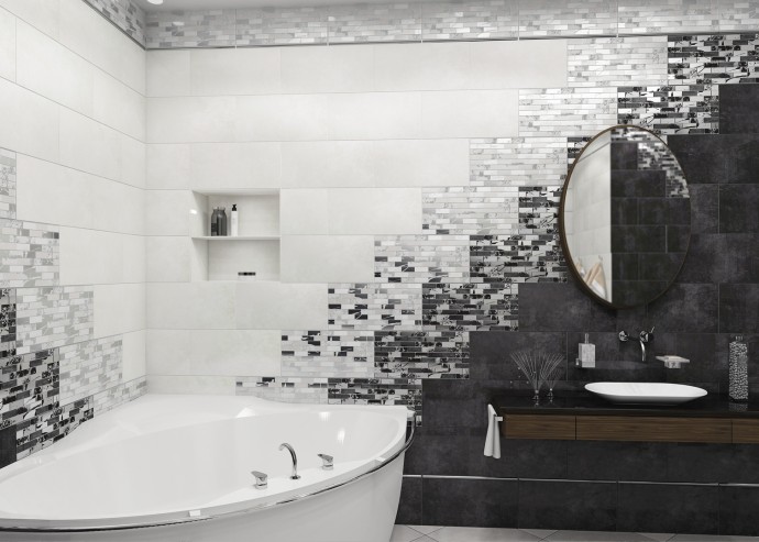 Оригинальные идеи с кафельной плиткой в ванной